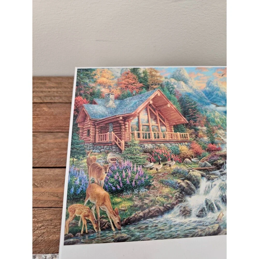 Buffalo Alpine Serenity 1000 Pc Jigsaw Puzzle Scenic Deer Waterfall Chuck Pinson